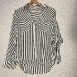 Stripy high-low button-down Express blouse